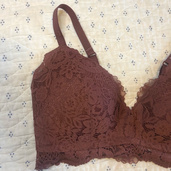 Aerie Real Happy Lightly Lined Bluegrass Lace Bra - Picture 2 of 8